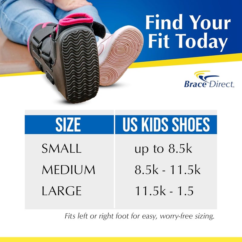 Brace Direct Pediatric Walking Boot – Kids Fracture Boot for Foot Injuries, Ankle Sprains & Post-Op Recovery, Pink (Large, US Kids 11.5K–1.5) - Image 4